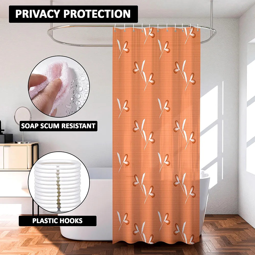 Kuber Industries Shower Curtain | 7 Feet | Bathroom Shower Curtain | AC Curtains | PVC Waterproof Window Curtain | Curtains for Bathtub | 8 Rings Curtain | Painting | Golden